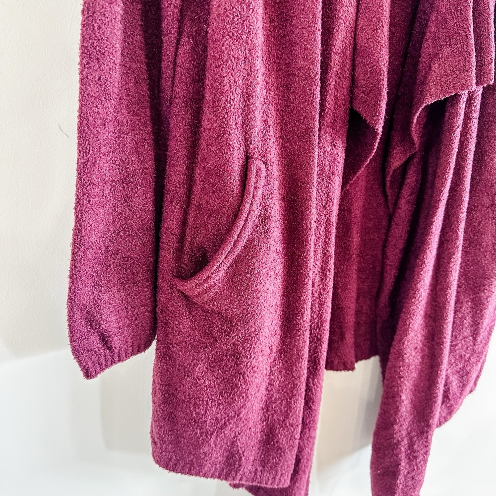 Women's Barefoot Dreams Cozy Chic Lite S/M Cardigan Burgundy Pockets Relax‎ NWOT - Picture 7 of 13